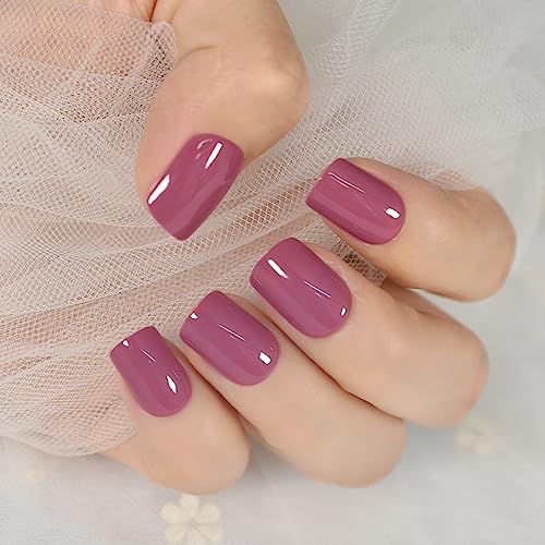Rose Pink Press-On Nails - Short Reusable Acrylic Nail Set (24pcs)