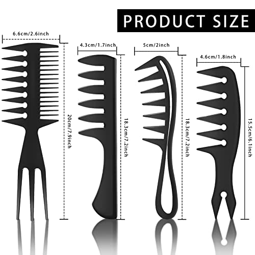 4-Piece Wide Tooth Comb Set for Men's Hair Styling