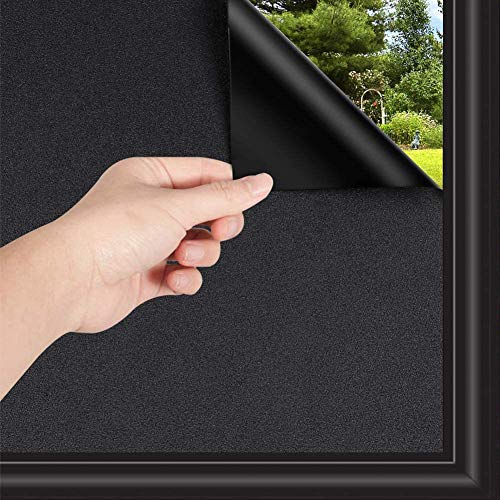 WochiTV Total Blackout Window Film - 100% Light Blocking Privacy Tint (17.5 in x 6.56 Ft)