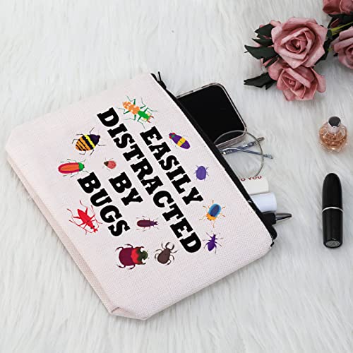 Easily Distracted By Bugs White Cosmetic Bag - G2TUP Bug Lover Gift