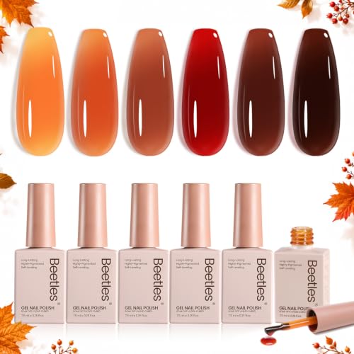 Beetles Fall Gel Nail Polish Set D - Brown-06 | 6 Tortoise Jelly Shades
