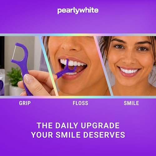 Pearly White V34 Dental Floss Picks 200 Count, 2-Pack | Whitening Flossers