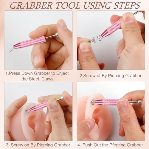 2Pcs Stainless Steel Piercing Ball Grabber Tool for Earrings