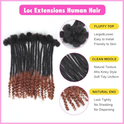 10 Inch Human Hair Dreadlock Extensions with Curly Ends - 20 Strands, Natural Black