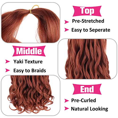 Union Beauty 22 Inch French Curly Braiding Hair, Ginger Synthetic Extensions