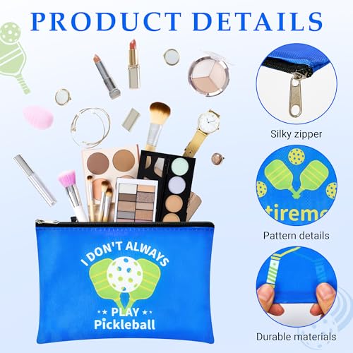 Pickleball Makeup Bags Set - 24 Bright Cosmetic Pouches in Blue Variation