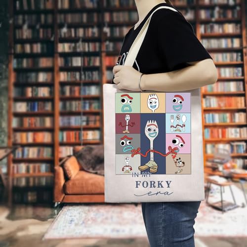 Forky Era Movie Fan Tote Bag - Cartoon Character Canvas Tote