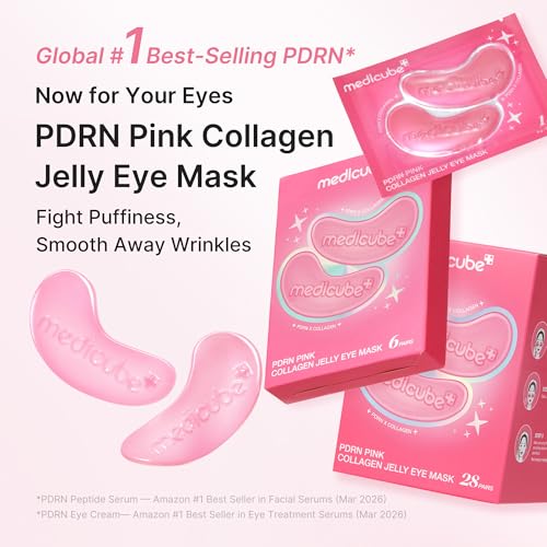 medicube PDRN Pink Collagen Jelly Eye Mask | Hydrogel Eye Patches with PDRN, Collagen, NAD | Refreshing for Puffy, Tired Eyes | Firming for Look of Wrinkles, Fine Lines | Korean Skincare (6 Pairs)