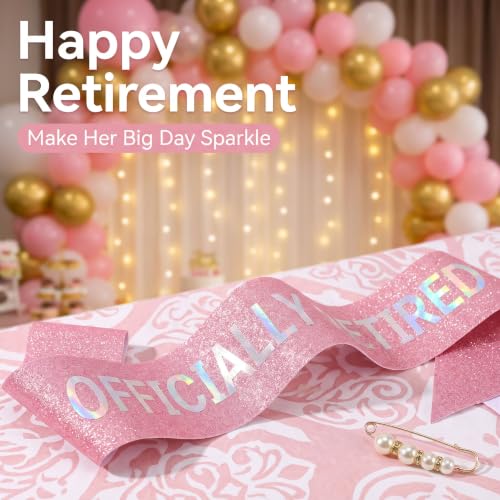 Officially Retired Sash for Men & Women - Pink Glitter Celebration