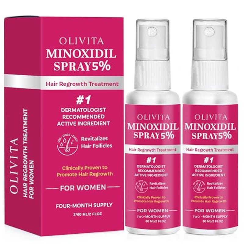 5% Minoxidil Spray for Women Hair Growth: Extra Strength Hair Regrowth Treatment ? Revitalize Hair Follicles & Regrow Thicker, Fuller Hair ? Hair Loss Solution - 2 Packs