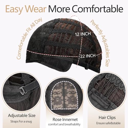 ZRLK 20-Inch Black Layered Straight Wig with Bangs - Beginner Friendly