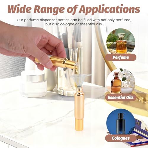 Plushly 6-Pack 10ml Travel Perfume Refillable Bottle with Dual Sprayer & Roller