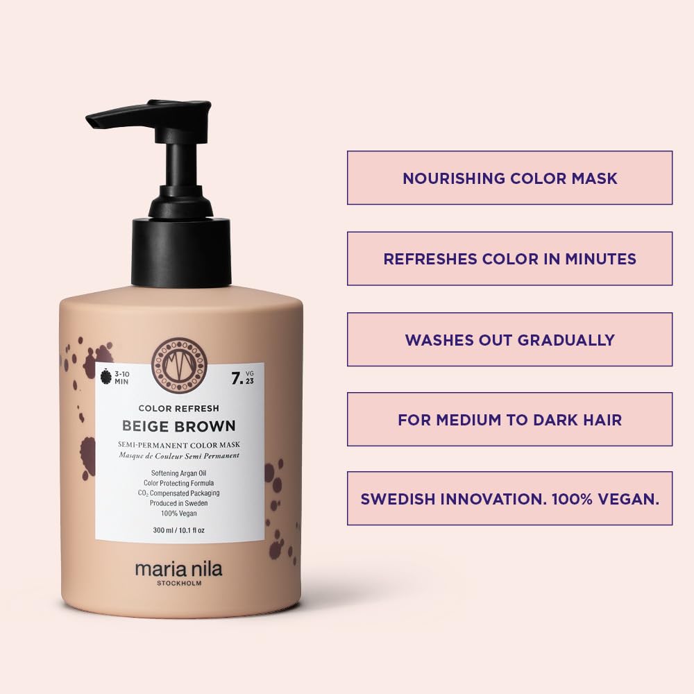 Maria Nila Color Refresh - Beige Brown Hair Mask | 10.1 Fl Oz, Vegan & Sulfate-Free