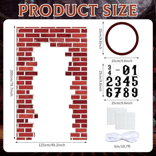 Magical Red Brick Wall Door Cover for Halloween & Parties