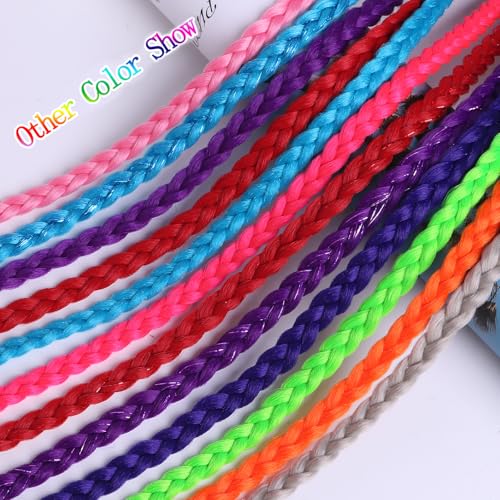 20 Inch Colorful Braided Hair Extensions - 12 Pcs Clip-in Synthetic Braids