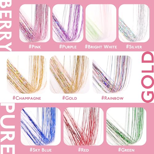 WENNALIFE Silver Hair Tinsel Clips - 6pcs 24-inch Glitter Extensions