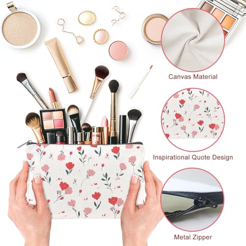 20PCS Small Floral Makeup Bags - Canvas Travel Pouches for Women