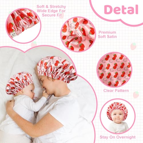 Cabaubl 2-Piece Satin Bonnet Set for Kids & Women - Adjustable Sleep Caps
