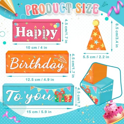 Happy Birthday Wooden Table Decor - 4 Piece Rustic Centerpieces
