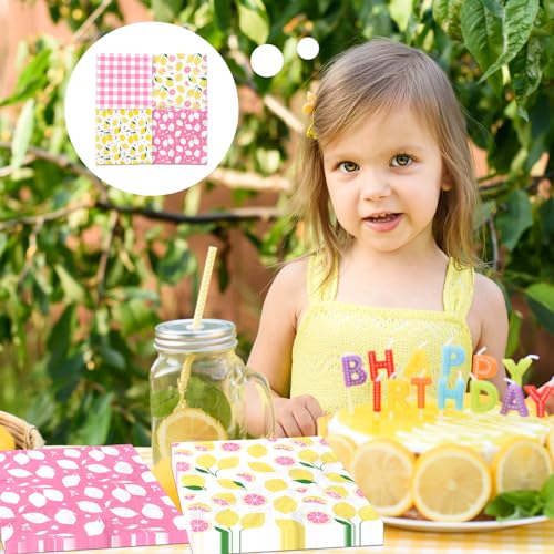 40 Pcs Pink Lemonade Party Napkins - Summer Fruit Theme