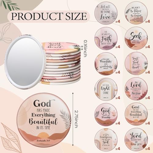 Bible Verse Compact Mirrors 48 Pcs - Inspirational Christian Makeup Mirrors with Unique Designs