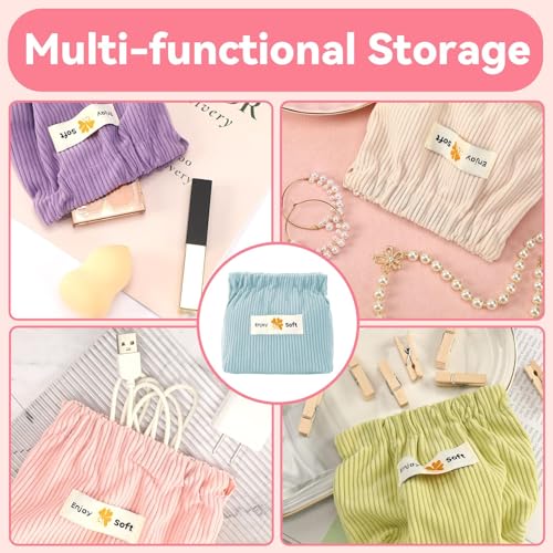 6-Piece Corduroy Elastic Hair Tie Organizer Set - Makeup Pouch