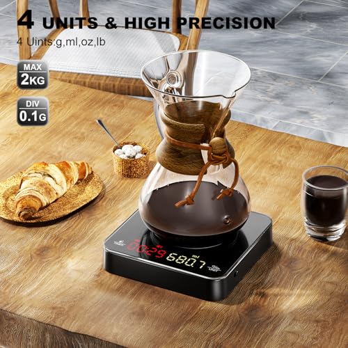 UNIWEIGH Precision Coffee Scale with Timer | Rechargeable 2kg/0.1g