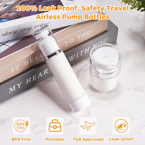 Rusikia 13-Piece Airless Travel Container Set, Leak-Proof TSA Approved Bottles