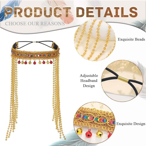 Campsis Egyptian Gold Beaded Tassel Headband for Costume & Cosplay