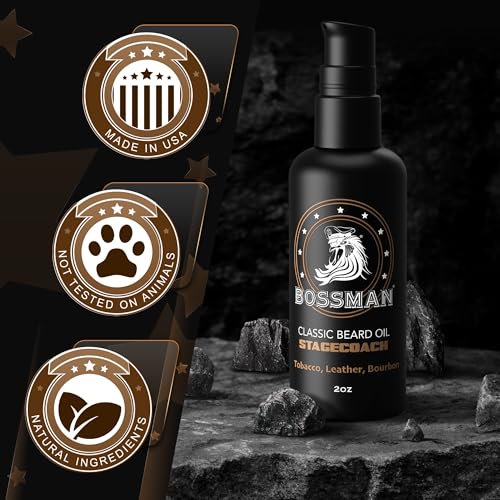 Bossman Organic Beard Oil for Men - 2 oz Natural Moisturizer