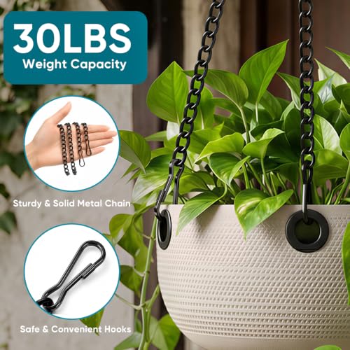 30-Inch Black Metal Chain with Safety Hooks for Hanging