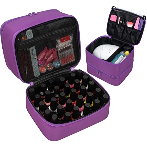 ButterFox Nail Polish Organizer Case - Holds 60 Bottles, Purple