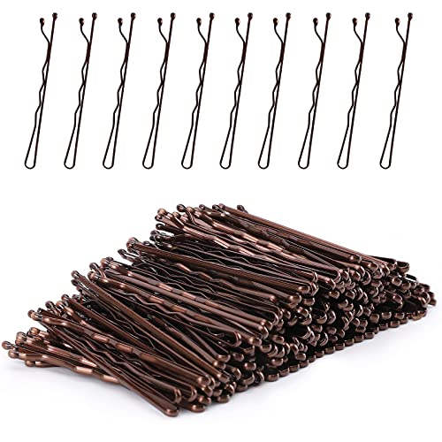 Laicky 200 Count Brown Bobby Pins - Durable Hairpins for All Hair Types