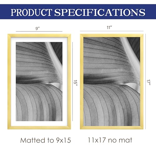 Minimalist Gold 11x17 Picture Frame for Wall & Tabletop Display