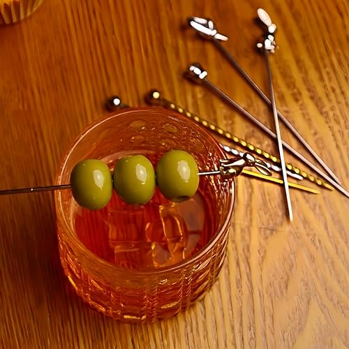 Lexenic Stainless Steel Cocktail Picks - Reusable Martini Skewers with Elegant Design