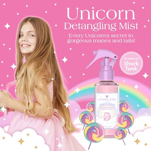 Glimmer Wish Unicorn Hair Detangler Spray ? Leave-In Conditioner for Kids & Women, Tangle-Free Detangling Mist, 5 fl oz | Unicorn Hair