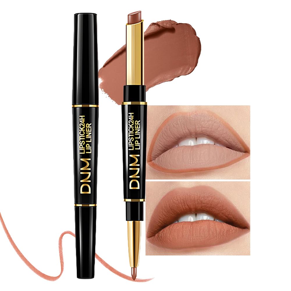 Chestnut Nude Brown Matte Lip Liner & Lipstick Set - Long Lasting, Waterproof, Smudge Proof | Antique Rose