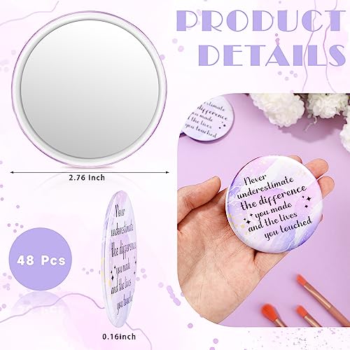 Tradder 48 Pcs Inspirational Compact Mirrors for Women and Gifts, 2.76 Inch