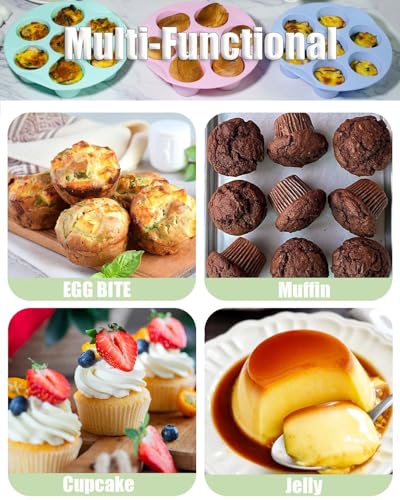 Silicone Egg Bite Molds - 3 Pack Non-Stick Muffin Pan for Air Fryer