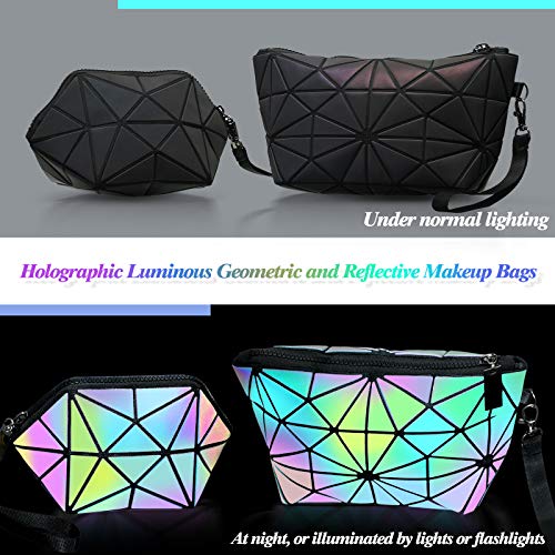 Holographic Makeup Bags Set - 3 Pcs Travel Cosmetic Organizers