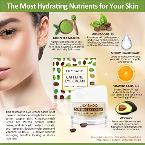 LILY SADO Coffee & Matcha Eye Cream - Anti-Aging Vegan Moisturizer
