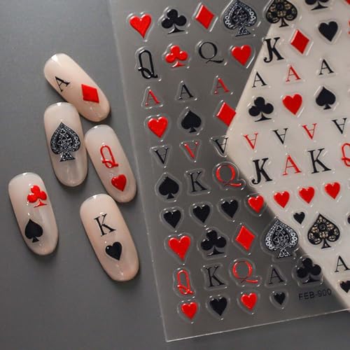 Poker Nail Stickers - 3D Playing Card Nail Art Decals