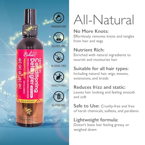 Esha Leave-In Conditioner & Detangler Spray - 8.8 fl oz, Pineapple Scent for Wigs & Weaves