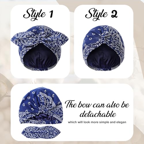Funtery Double-Layer Satin Lined Turban for Women - 4-Pack Cotton Headwear