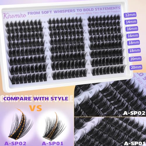 Kiromiro A-SP02-Kit: Wispy & Spiky Lash Clusters (12-20mm, 216pcs)