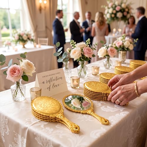 Qunclay 12 Pcs Gold Vintage Hand Mirror Set - Portable & Elegant
