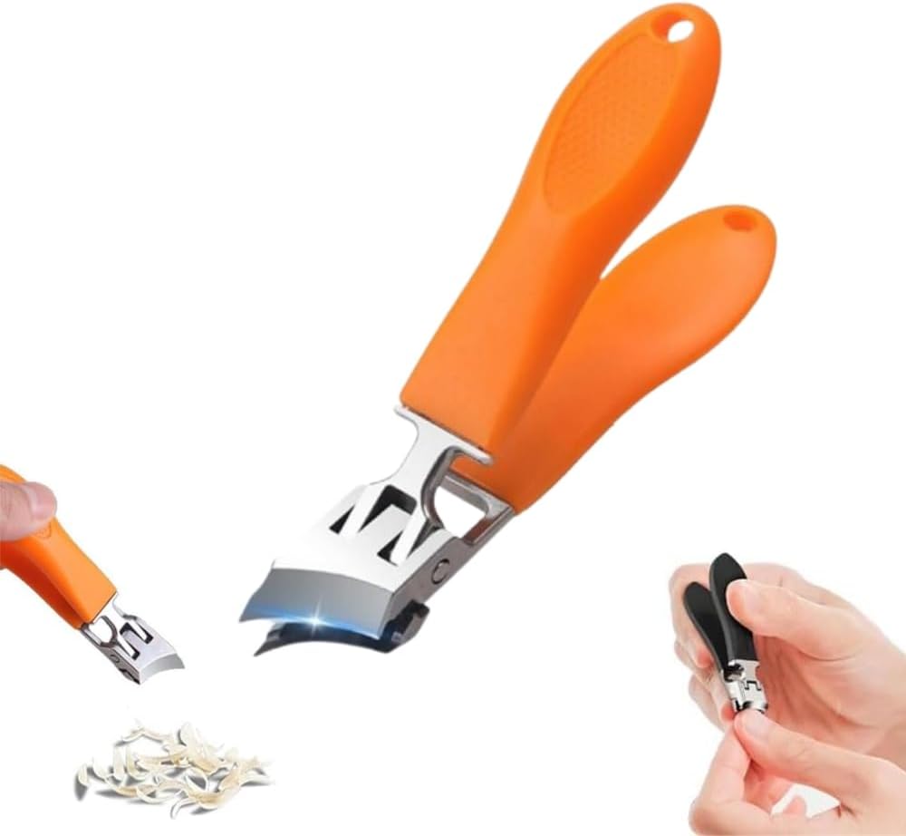 Anti-Splash Slanted Nail Clipper - Wide Jaw Opening for Thick & Ingrown Nails | Household Use (Orange)