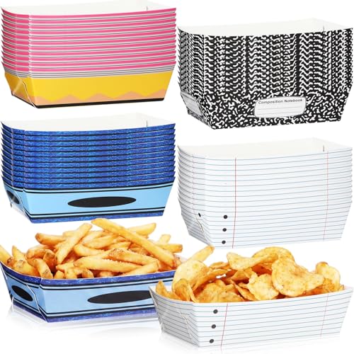24 Pcs Back to School Food Trays - Colorful Disposable Serving Boats