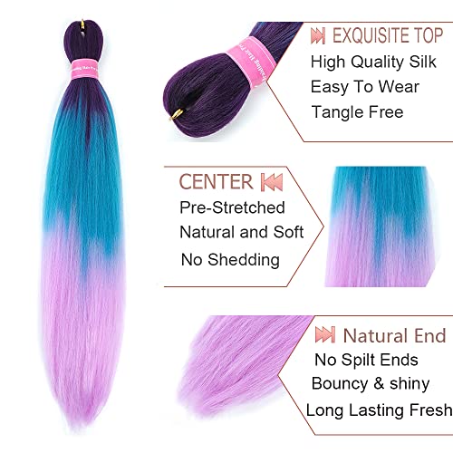 Purple Braiding Hair Extensions 26 Inch Pre-Stretched for Women - AFNOTE