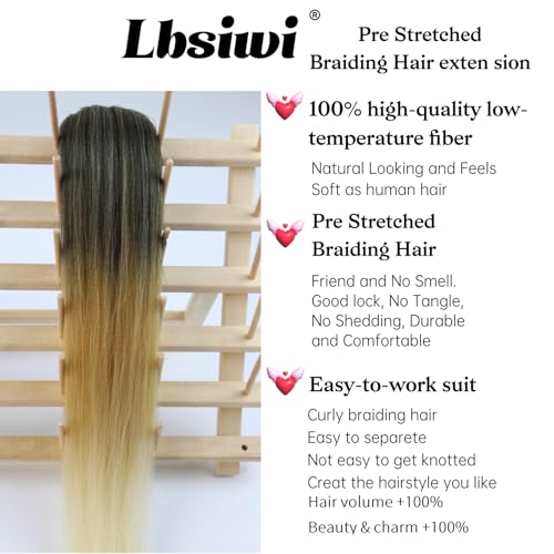 Ombre Blonde Pre Stretched Braiding Hair 26 Inch 1B/27/613 (Pack of 6)